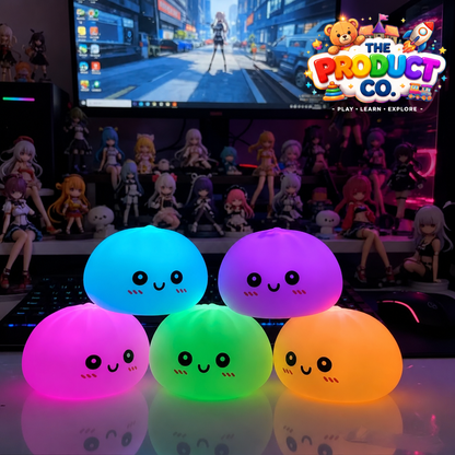 LED Glow Bun Squishy — Light-Up Bubble Steamed Bao Stress Ball