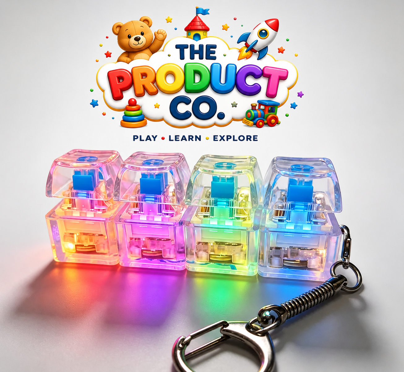 Mini LED Keyboard Clicker Keychain — Satisfying Fidget Toy for Kids & Adults