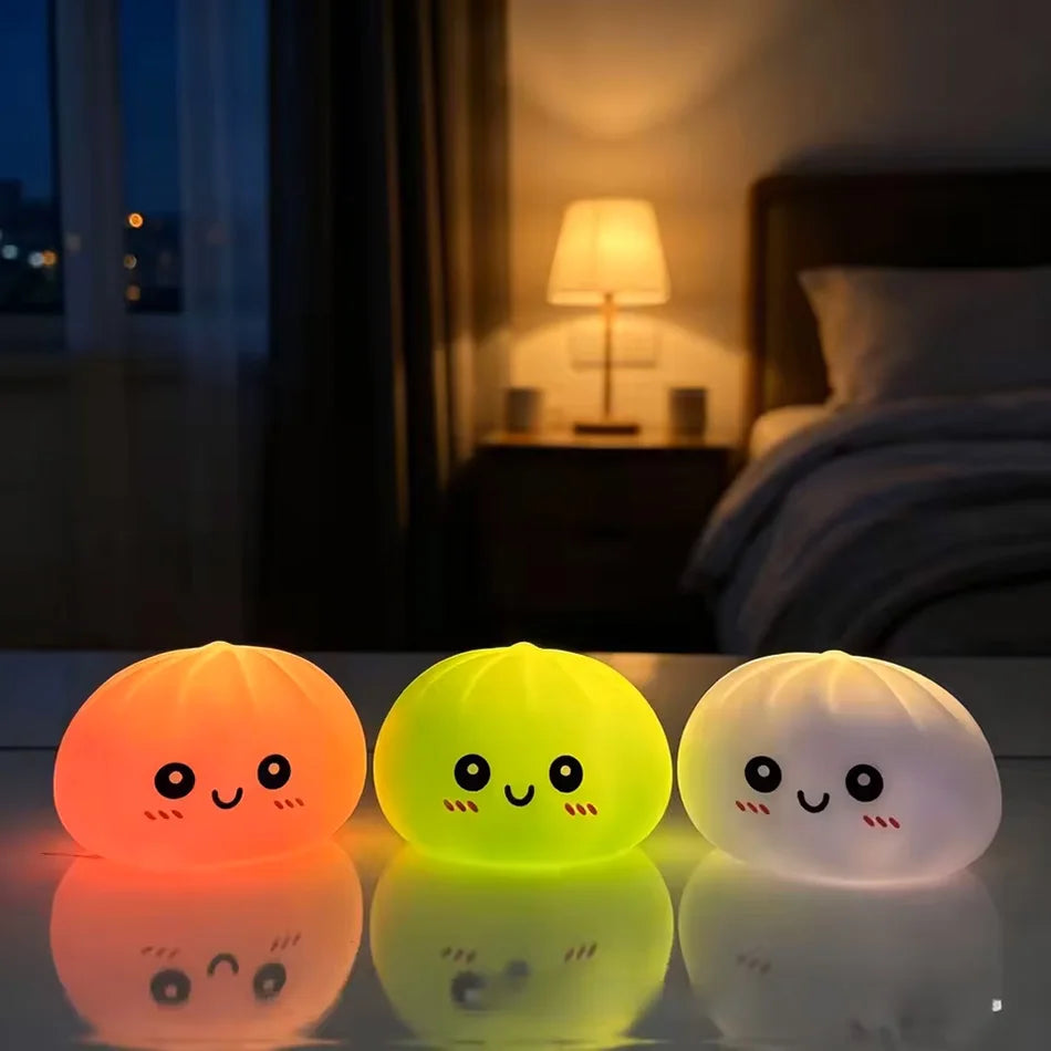 LED Glow Bun Squishy — Light-Up Bubble Steamed Bao Stress Ball