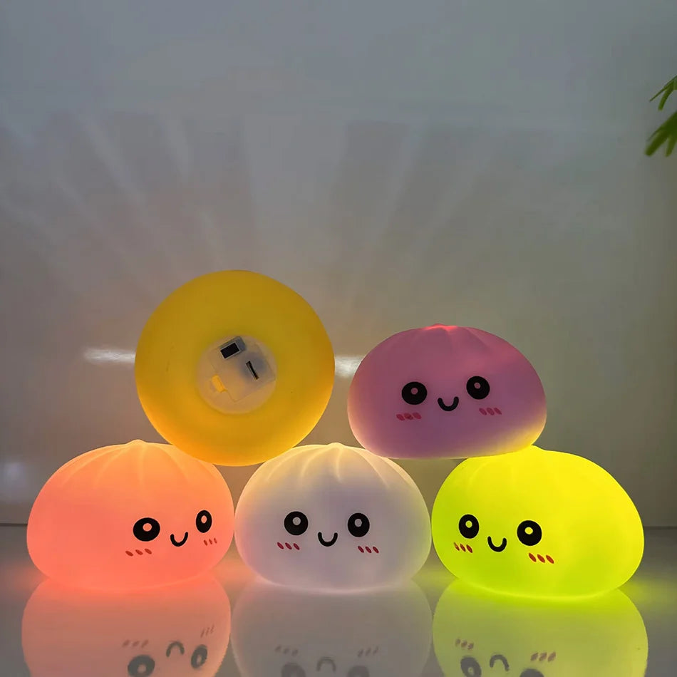 LED Glow Bun Squishy — Light-Up Bubble Steamed Bao Stress Ball