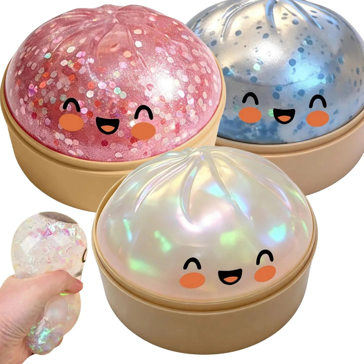 Glitter Bao Bun Squishy — Slow Rise Steamed Dumpling Stress Ball