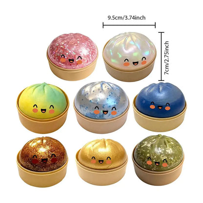 Glitter Bao Bun Squishy — Slow Rise Steamed Dumpling Stress Ball
