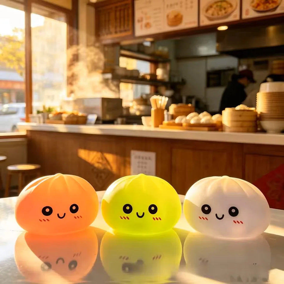 LED Glow Bun Squishy — Light-Up Bubble Steamed Bao Stress Ball
