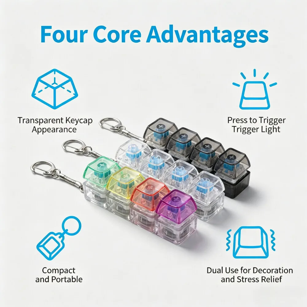 Mini LED Keyboard Clicker Keychain — Satisfying Fidget Toy for Kids & Adults
