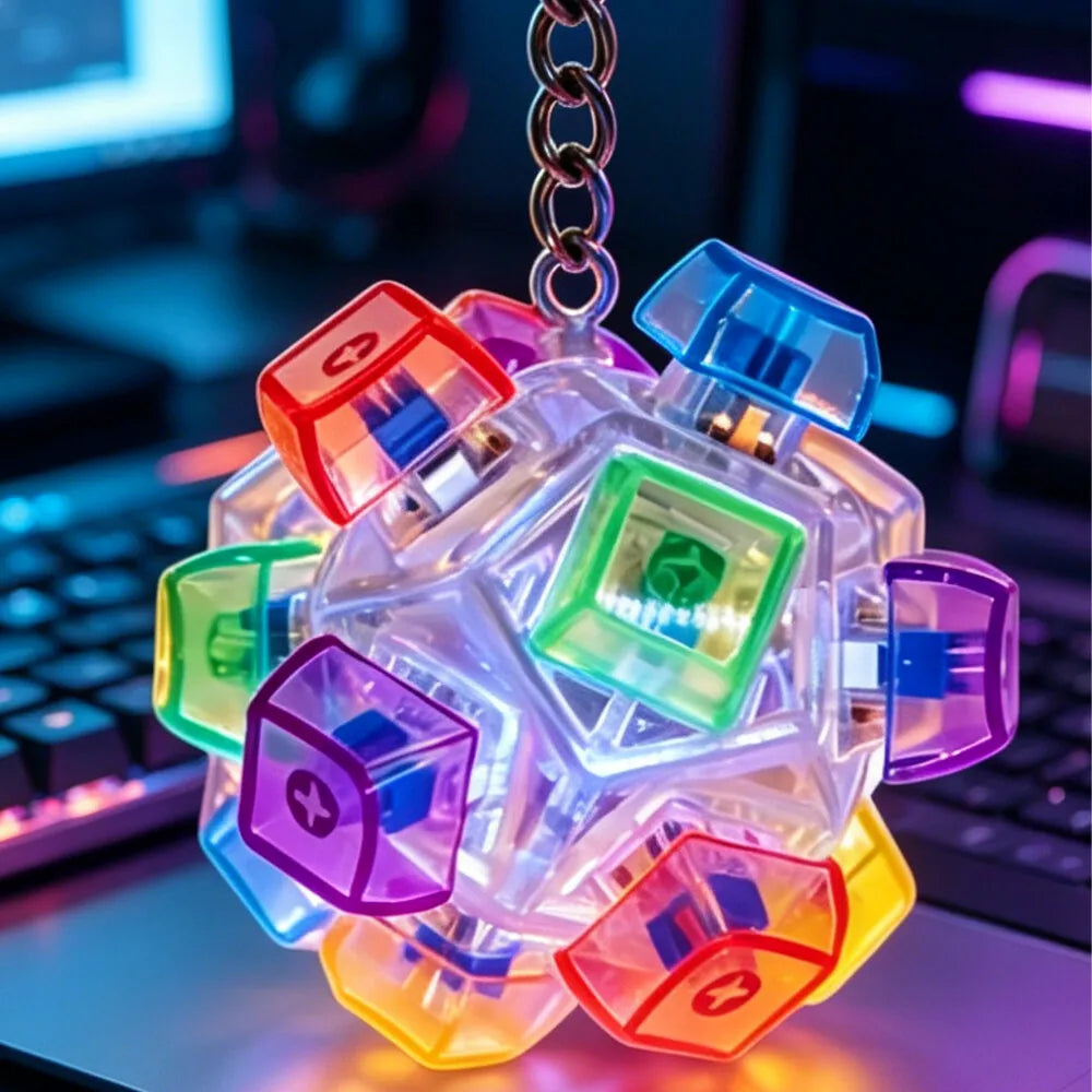 Mini LED Keyboard Clicker Keychain — Satisfying Fidget Toy for Kids & Adults