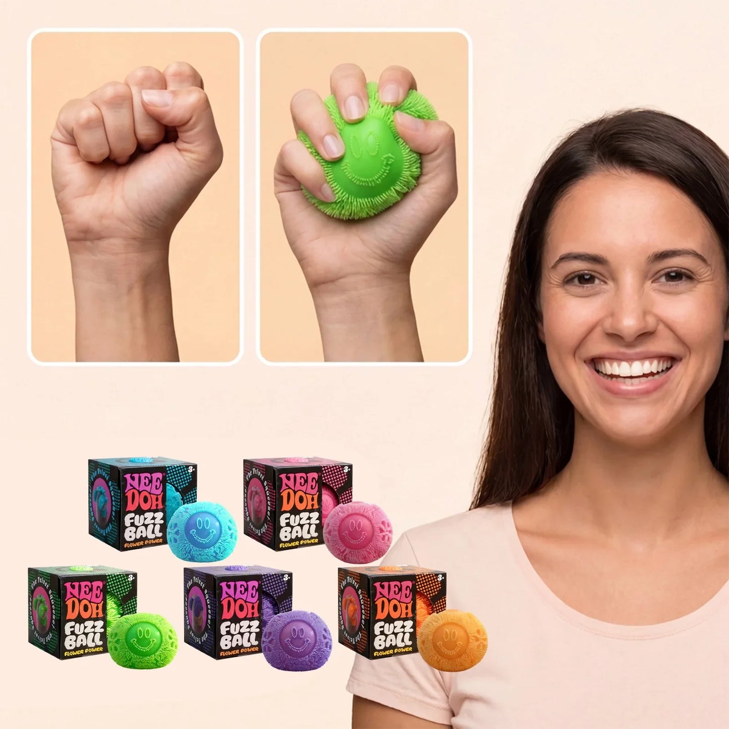 Nee Doh Fuzz Ball — Blind Box Squishy Stress Relief Toy