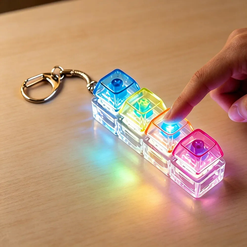 Mini LED Keyboard Clicker Keychain — Satisfying Fidget Toy for Kids & Adults