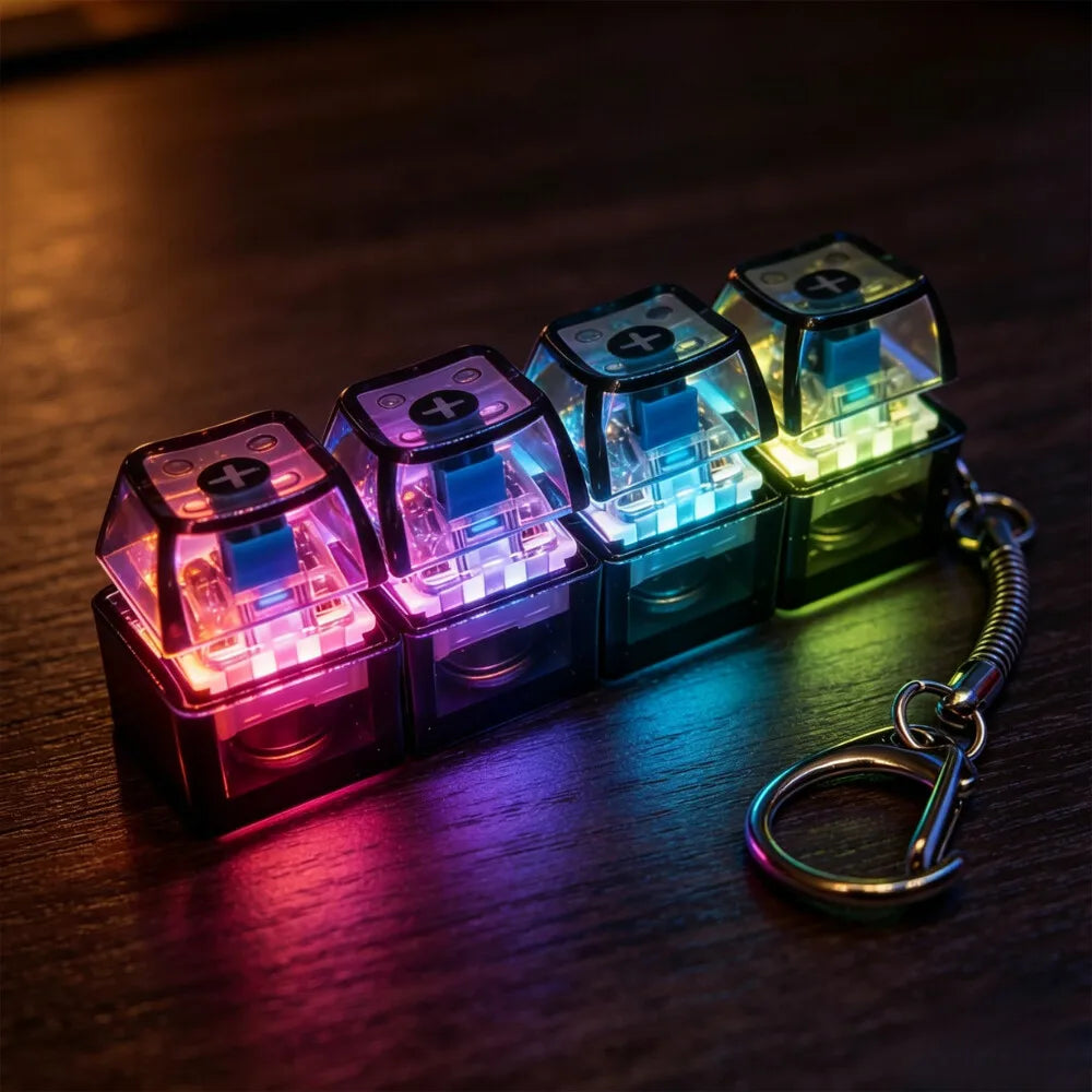 Mini LED Keyboard Clicker Keychain — Satisfying Fidget Toy for Kids & Adults